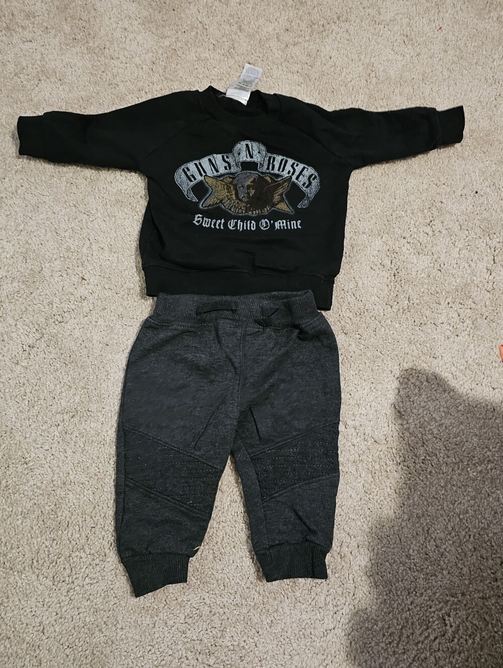 Guns N Roses Black and Charcoal Joggers Set Sz 0-3M